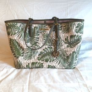 Michael Kors signature logo palm leaf jet set travel tote